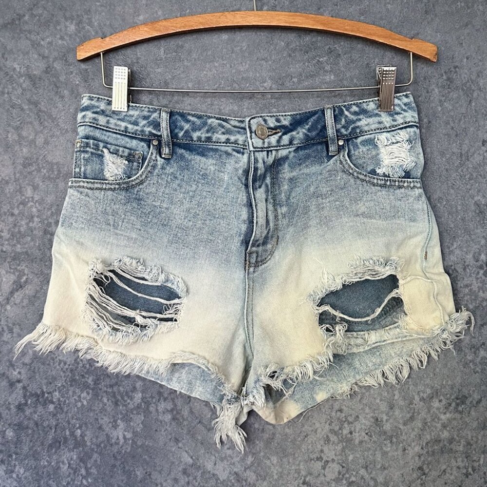 PacSun High Rise Jean Shorts, Very Distressed, Size 28